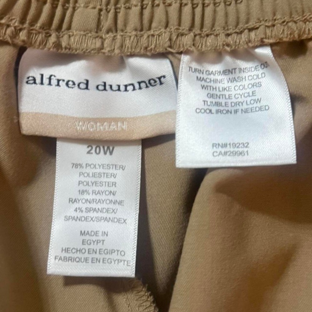 Alfred Dunner Tan Beige Trousers Size 20W Pants Elastic Waist Pockets - Picture 3 of 5
